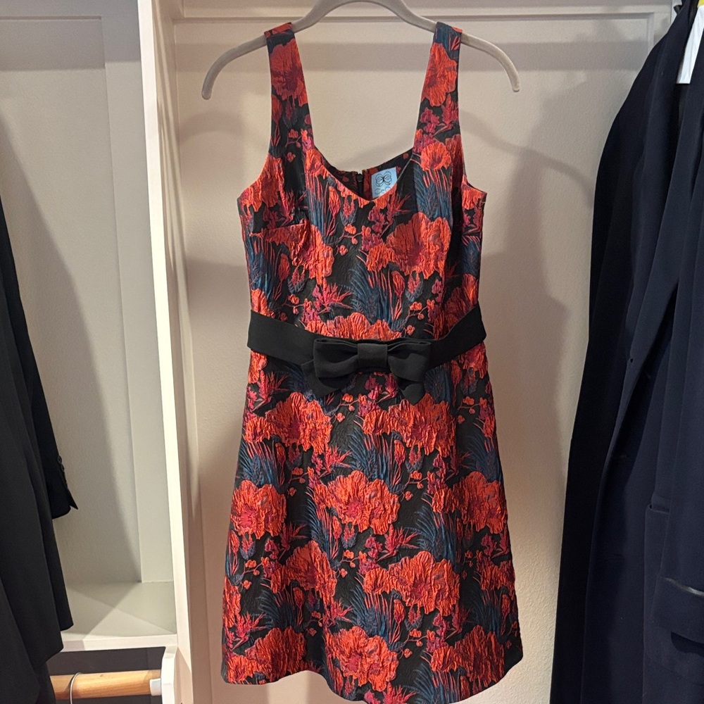 CeCe Red and Black Floral Mini Dress